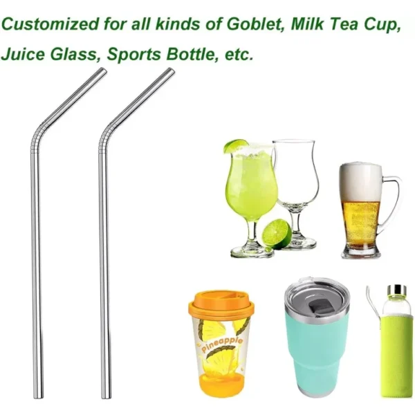 5PCS ECO STRAW Reusable Stainless Steel Drinking Straws Set With Cleaning Brush - Image 3