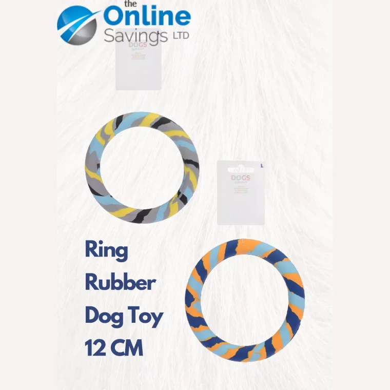 DOG TOY RUBBER RING For Fetch Chew Ring For M/ L/ XL Dogs 12CM COLORFUL TOY