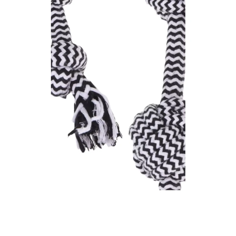 Black And White Dog Chew Toy Rope Knot Rope Pet Toys Cotton Braid Black & white - Image 6