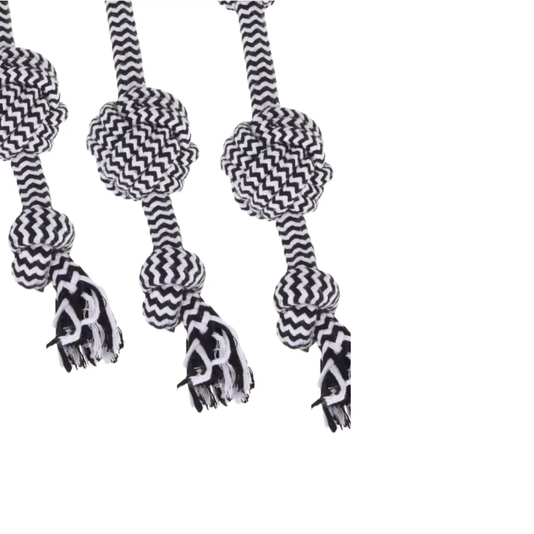 Black And White Dog Chew Toy Rope Knot Rope Pet Toys Cotton Braid Black & white - Image 5